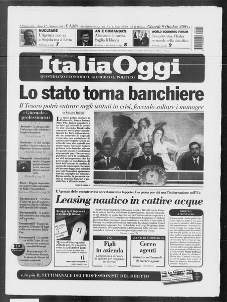 Italia oggi : quotidiano di economia finanza e politica